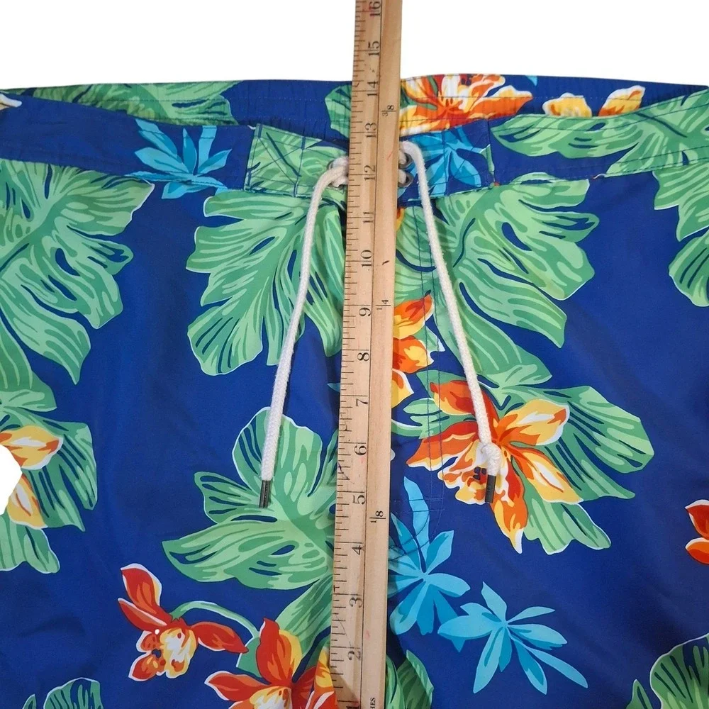 Polo Ralph Lauren Mens XL Blue Tropical Floral Swim Trunks Cargo Board Shorts 8